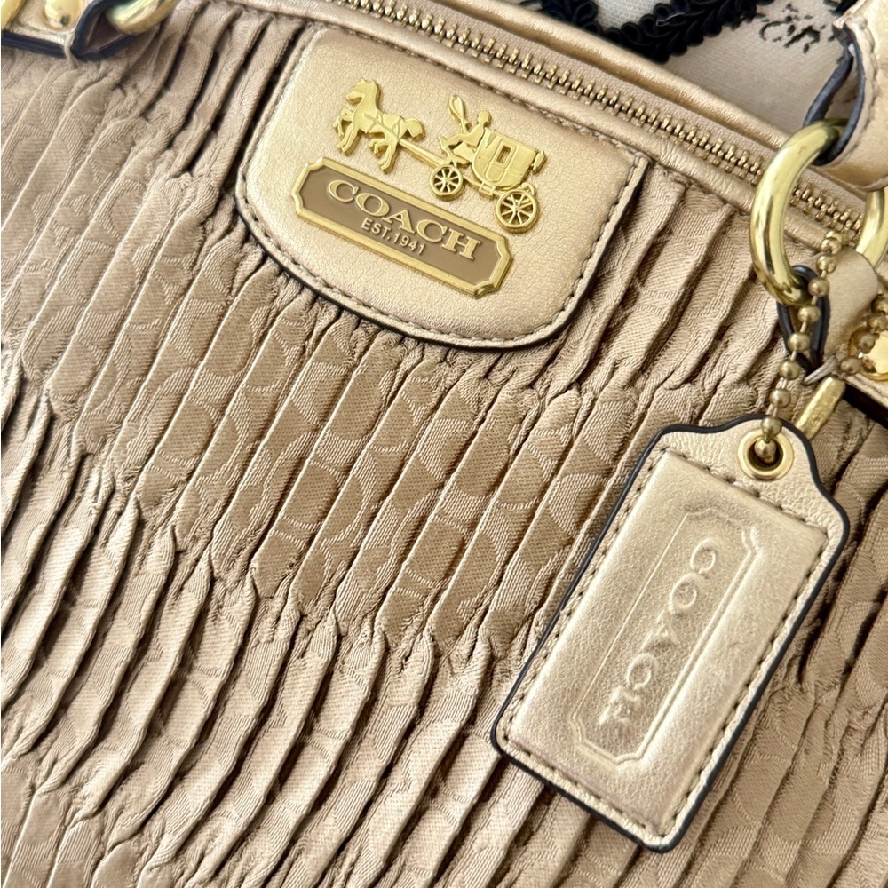 Vtg Coach Madison Gath Sophia Satchel Bag 18885 MetallicGold/Beige Carriage Glam - Picture 3 of 16